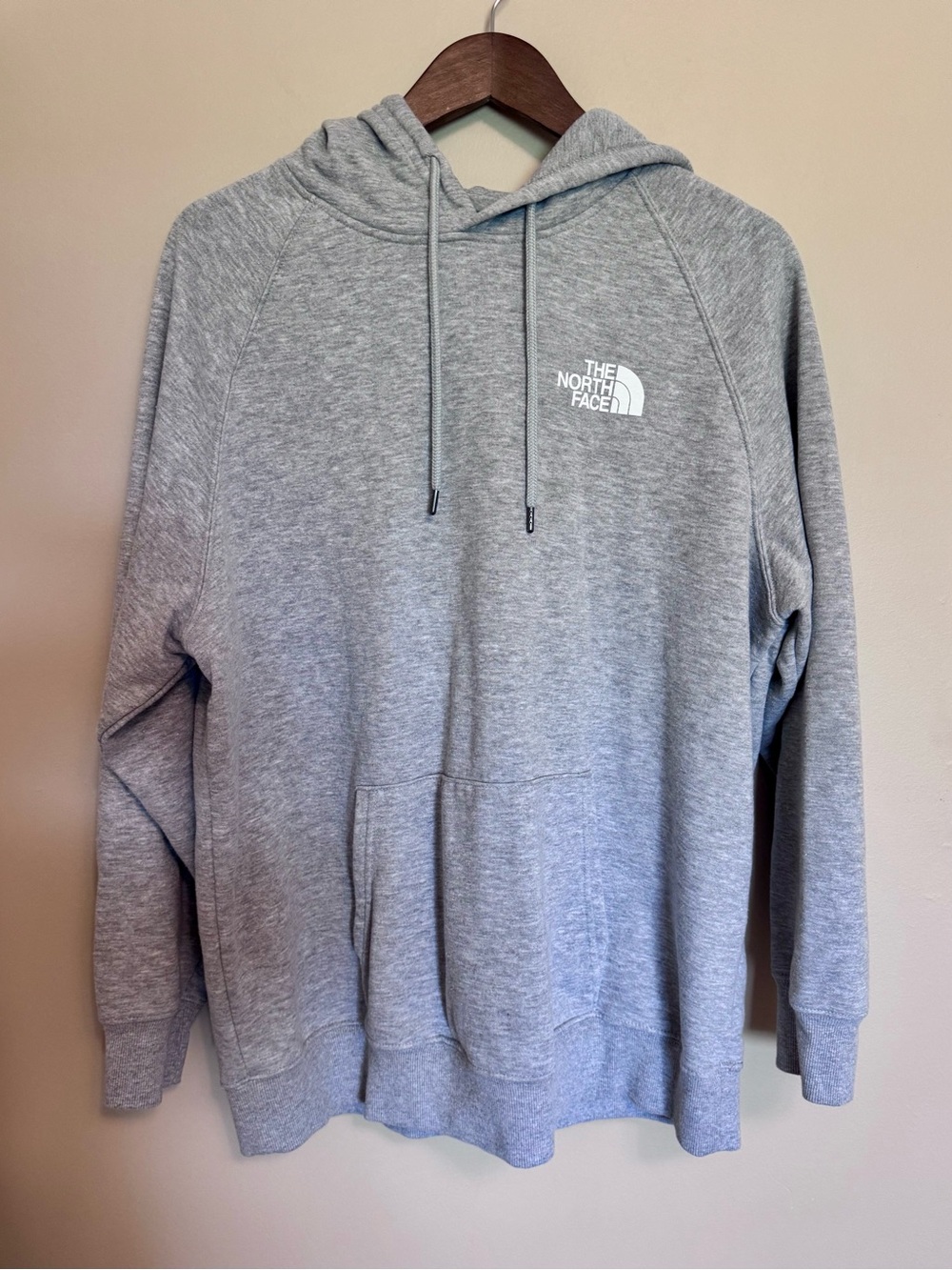 The North Face Light Gray Pullover Hoodie with Chest Logo